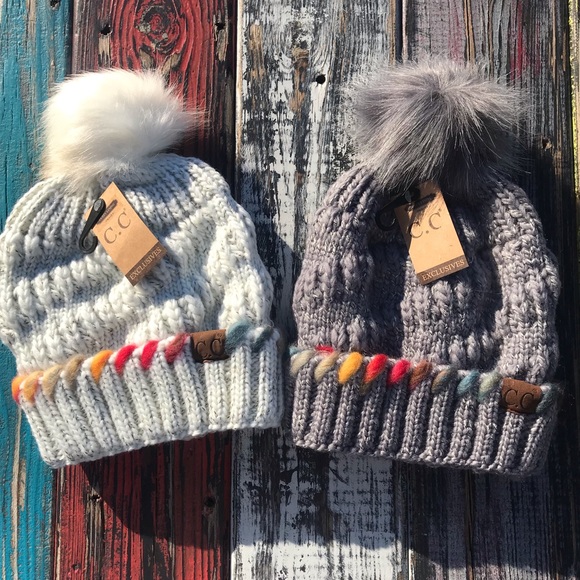 💥1 Ivory Left! C. C Beanies w/Pom Pom Thick Lined - Picture 2 of 8
